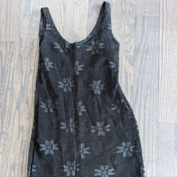 Black Mesh Floral Dress - Picture 2 of 5